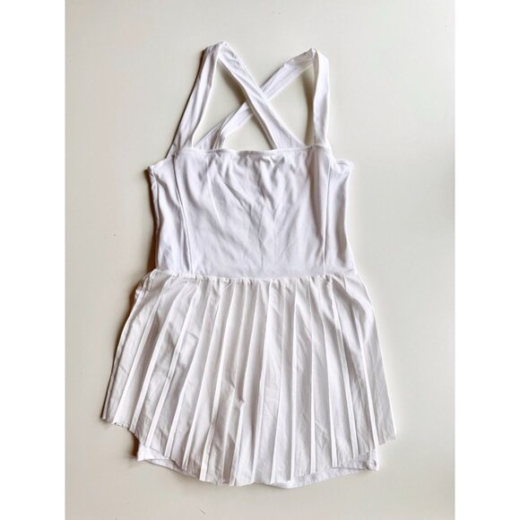VARLEY Carina White Stretch Technical Weave Pleated Tennis Dress, Size L - Picture 6 of 16